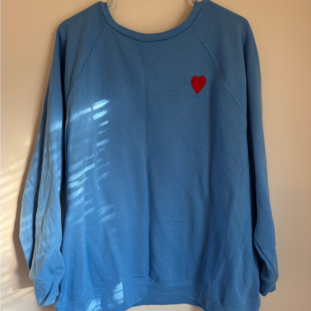 Ava & Viv Blue Sweatshirt with Red Heart